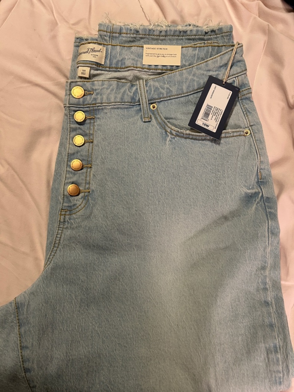 Universal Thread Light Blue High-Rise Jeans with Gold Buttons